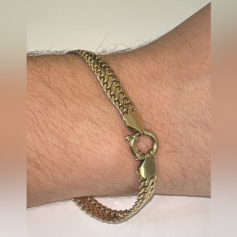 Real Stamped 14K Yellow Gold Fancy Woven Link Bracelet Senora Clasp 8.25” Length - Picture 12 of 13